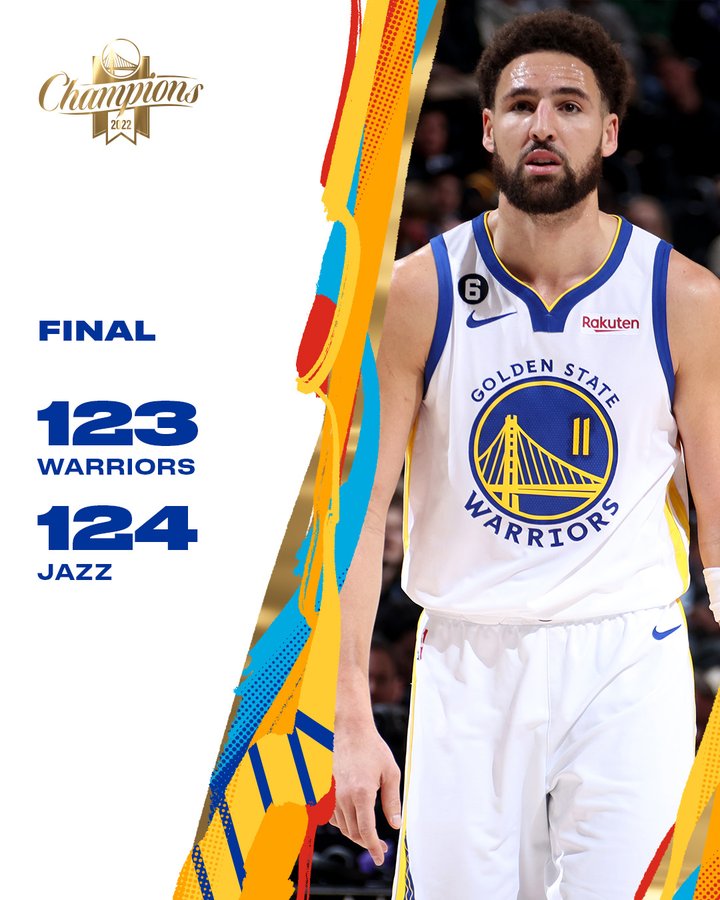 Score graphic Jazz - 124 Warriors - 123