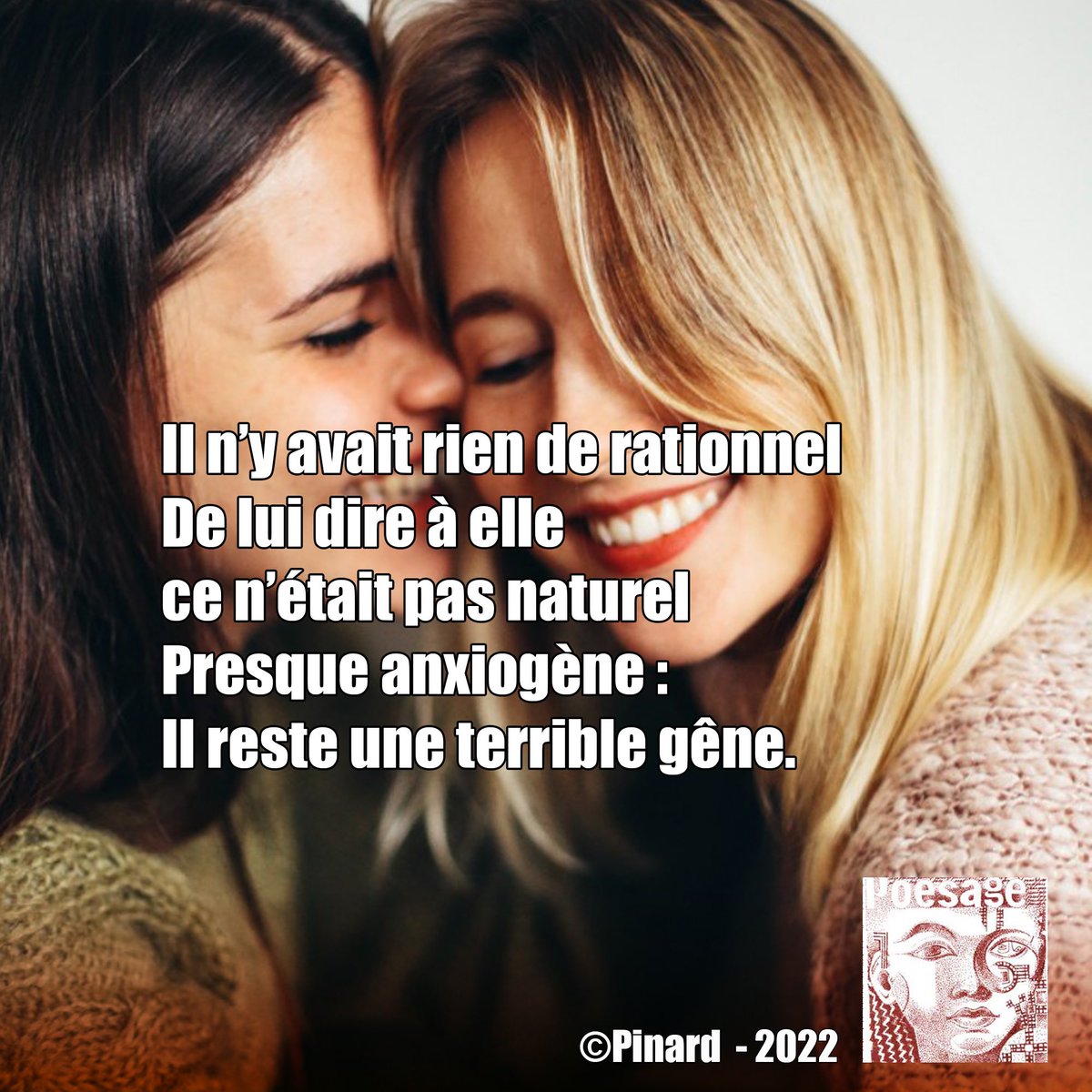 poesage_27's tweet photo. Il n’y avait rien de rationnel 
De lui dire à elle 
ce n’était pas naturel 
Presque anxiogène :
Il reste une terrible gêne.

©Pinard – 2022

#confession #avouer #aimer #rationnel #pasenphase #rdvmanque #date #gene #decaler
#poete #poesie #poetry #ecriture #writing https://t.co/wPdgzKmVtT