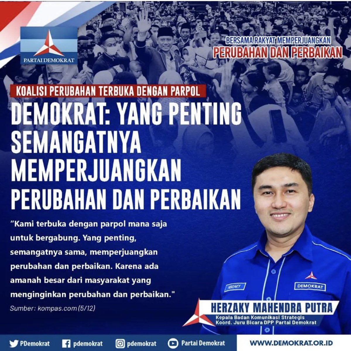 KOALISI PERUBAHAN TERBUKA DENGAN PARPOL, YANG PENTING SEMANGATNYA MEMPERJUANGKAN PERUBAHAN DAN PERBAIKAN.
.
#demokrat #pdemokrat #partaidemokrat #koalisi #perubahandanperbaikan #pemilu #pilpres #ahy #bakomstra #dpcmamuju #mamuju #sulbar #menang #ahypemimpinperubahan