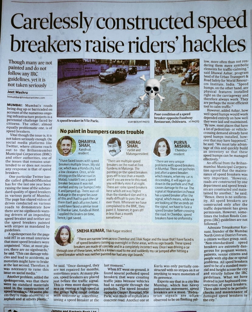 mumbaimatterz's tweet image. #Mumbai.

City’s carelessly constructed speed breakers raise hackles .

Thanks @mashrujeet
@RoadsOfMumbai @HTMumbai
for highlighting this menace..

#SpeedBreakers

hindustantimes.com/cities/mumbai-…