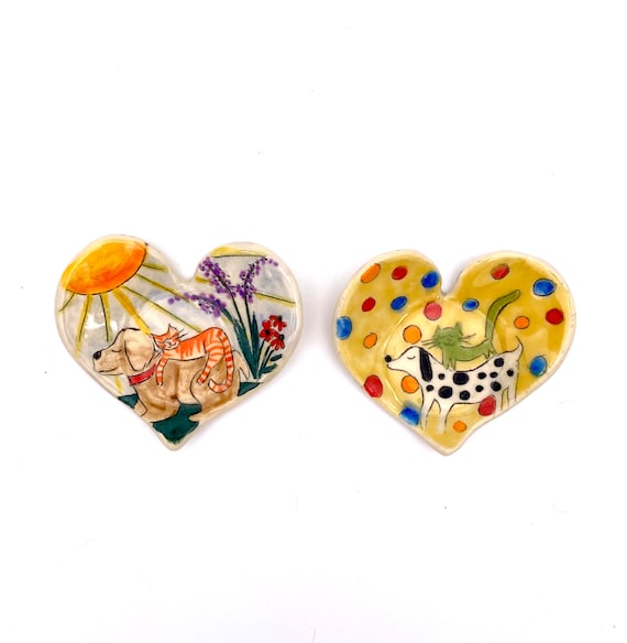 Zen Cat Pottery on Twitter "Cat and Dog Trinket via EtsySocial 