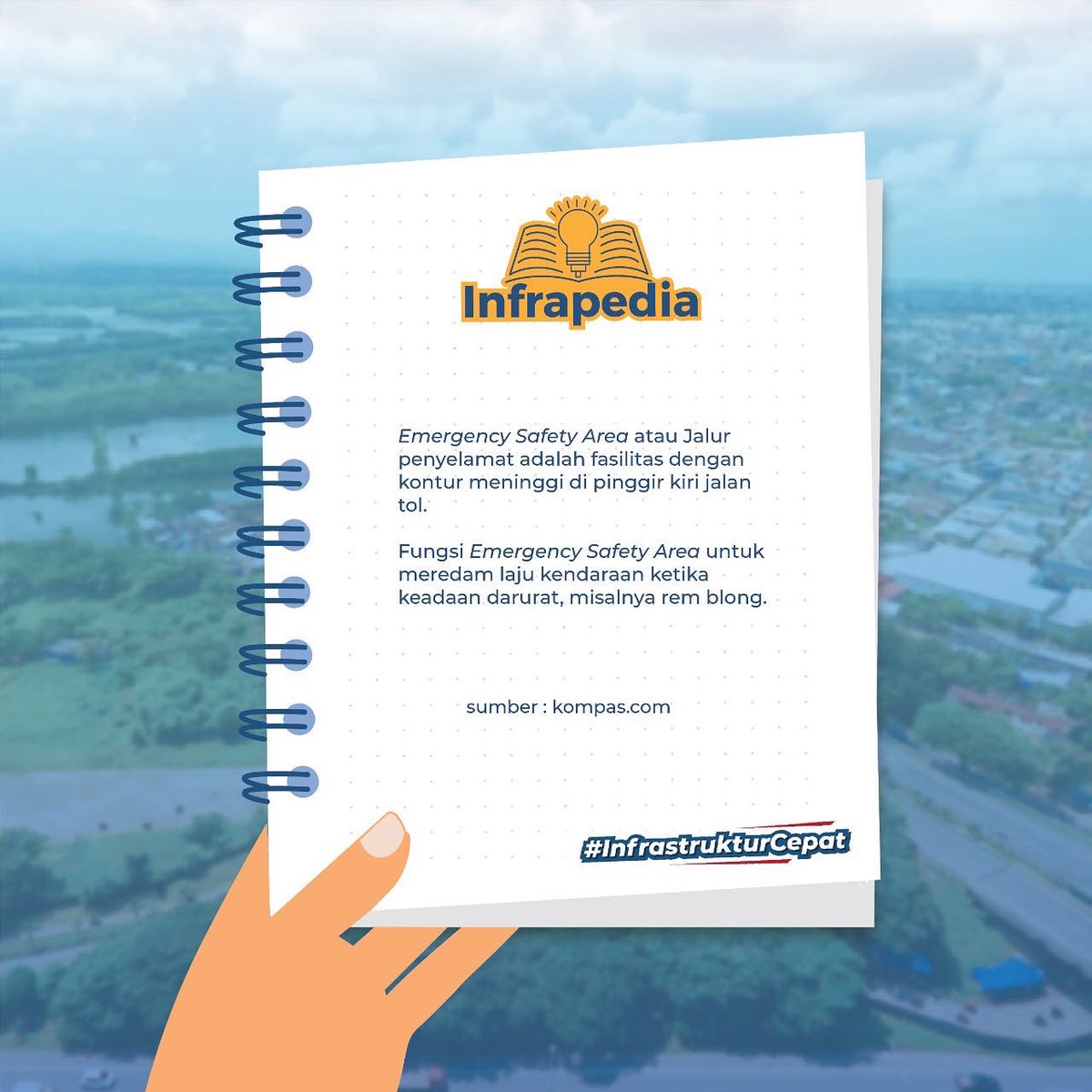 NusantaraInfra's tweet photo. Saat bepergian, Sobat Nufra pernah melihat jalan buntu menanjak di sebelah kiri tol? Kira-kira apa gunanya, ya? Yuk cari tahu lebih lanjut!
#InfrastrukturCepat #Nusantaralnfrastructure #TollRoad #InfrastructureDevelopment #Infrapedia #JalurPenyelamat #EmergencySafetyArea https://t.co/O7tloOwAS6