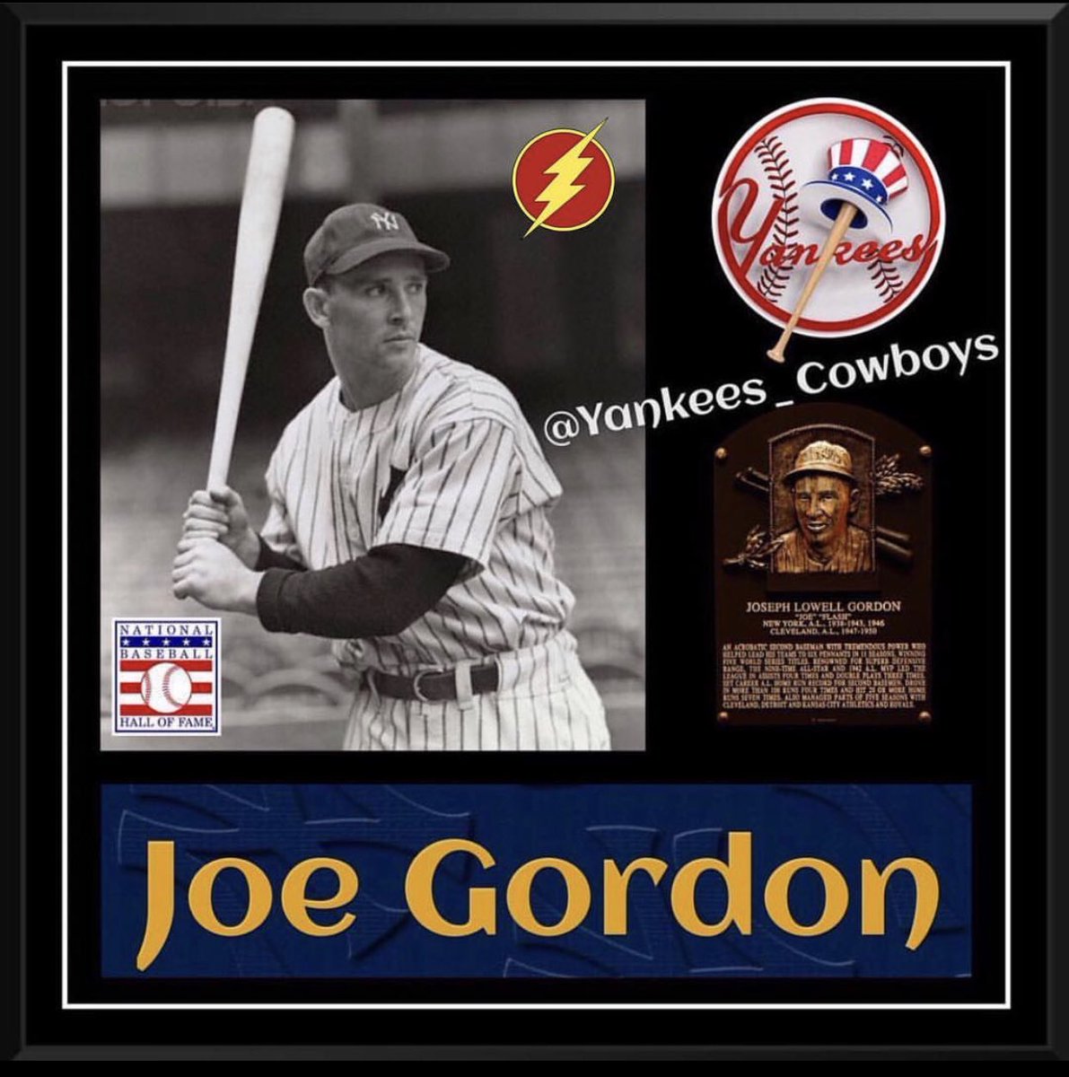 History_Yankees's tweet photo. OTD in 2009, New York @Yankees 2nd Baseman Joe Gordon Aka Flash is inducted to the @BaseballHall  

9× All-Star 
5× World Series Champion 
AL MVP 

#YankeesHistory #Yankees #PinstripePride #JoeGordon #NYY #MLB #HOF #YankeeStadium #BronxBombers #NYYankees #RepBX #ChaseFor28 https://t.co/4R74I4l9Xm