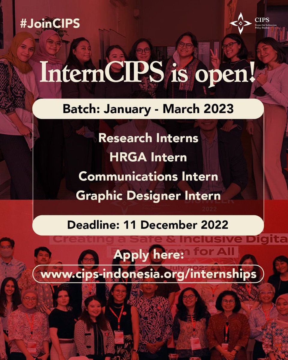 KampusUpdate's tweet photo. 📢 The wait is over! It’s time to broaden your experience in one of the top 100 think tanks in Pacific Asia by joining the #InternCIPS program!
#KUJobs https://t.co/P57KkVLCeV