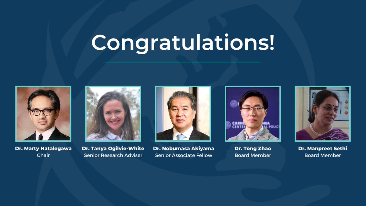 Congratulations to APLN Chair Marty Natalegawa, Sr. Research Adviser <a href="/TOgilvieW/">Dr Tanya Ogilvie-White</a>, Sr. Associate Fellow <a href="/nobu_akiyama/">nobu akiyama</a>, and Board Members <a href="/zhaot2005/">Tong ZHAO</a> and <a href="/manpreetsethi01/">Manpreet Sethi</a> on their appointment to the International Group of Eminent Persons for a World without Nuclear Weapons (IGEP).