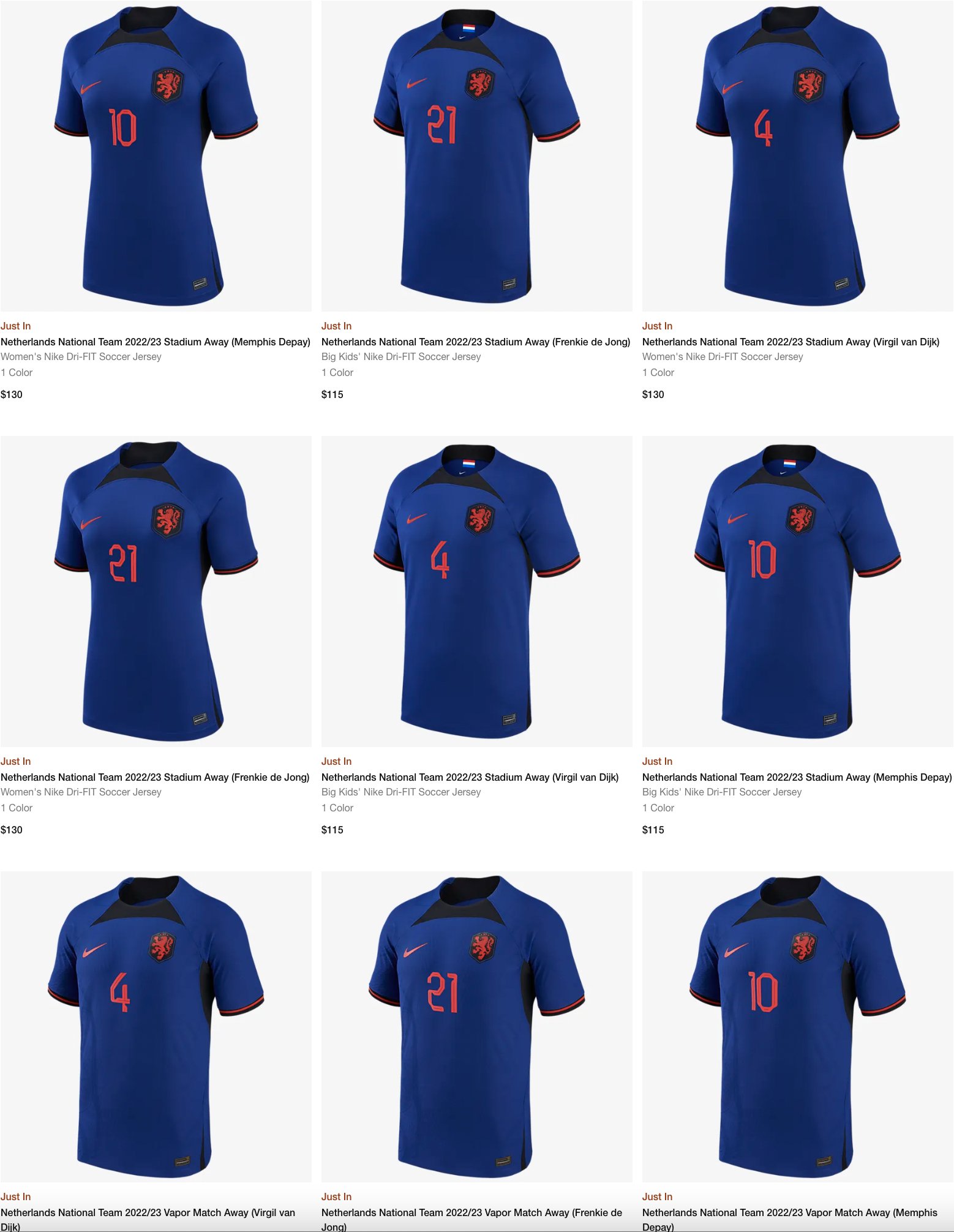 Nike 2022-23 Netherlands Youth Away Jersey