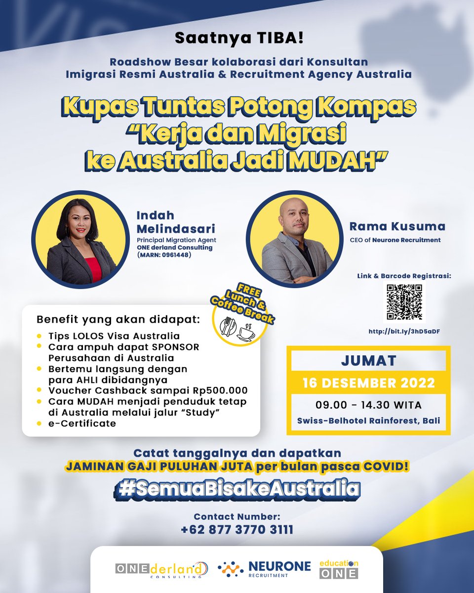 education_one's tweet photo. 𝐆𝐚𝐤 𝐩𝐞𝐫𝐥𝐮 𝐛𝐢𝐧𝐠𝐮𝐧𝐠!
Yuk sini merapat di acara yang bisa jawab semua pertanyaanmu tentang karir dan migrasi ke Australia: 𝐊𝐮𝐩𝐚𝐬 𝐓𝐮𝐧𝐭𝐚𝐬 𝐏𝐨𝐭𝐨𝐧𝐠 𝐊𝐨𝐦𝐩𝐚𝐬 "𝐊𝐞𝐫𝐣𝐚 𝐝𝐚𝐧 𝐌𝐢𝐠𝐫𝐚𝐬𝐢 𝐤𝐞 𝐀𝐮𝐬𝐭𝐫𝐚𝐥𝐢𝐚 𝐉𝐚𝐝𝐢 𝐌𝐔𝐃𝐀𝐇" #seminar https://t.co/nTWcf1a3ZD