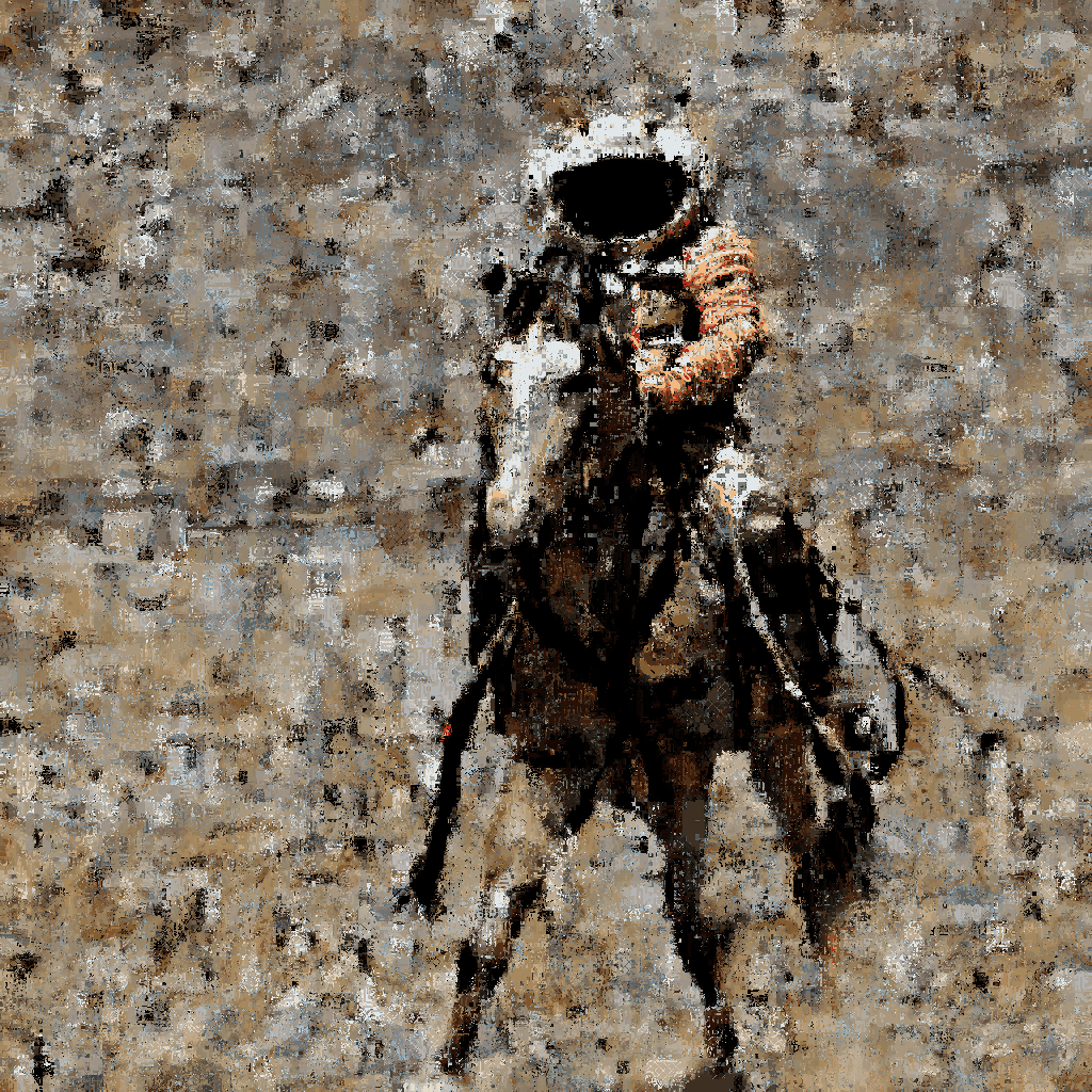 dymokomi's tweet photo. I've connected #stablediffusion with my #robopressionism to get #diffusionism. Here is the default astronaut on the horse. Please check the video in the comments. This is going somewhere interesting. https://t.co/mq0ZAqQUOp