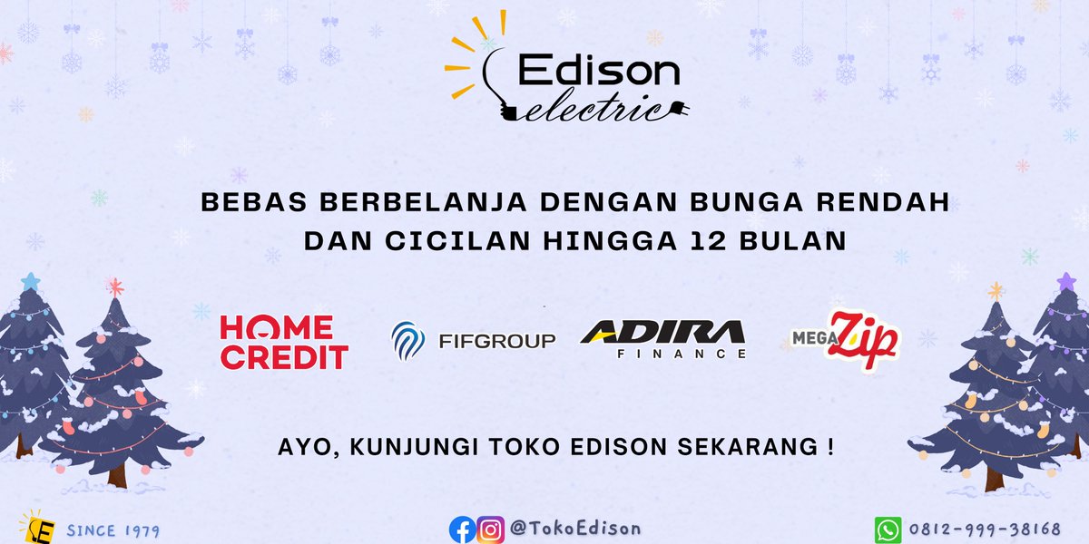 TokoEdison's tweet photo. BEBAS BERBELANJA, BAYARAN RINGAN
Ayoo, kunjungi TOKO EDISON ELECTRIC sekarang!
Toko buka senin - sabtu, pukul 09.00 WITA
Alamat TOKO EDISON :
Jl. Sriwijaya 15, Kupang
Jl. Jend. Sudirman 171, Kuanino
Jl. Timor Raya 110, Pasir Panjang
dan TOKO MARIE di Jl. Siliwangi 68, Kupang https://t.co/98vyHgBfeZ
