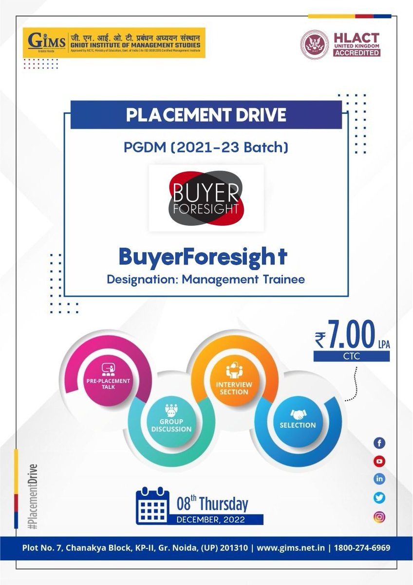 gims_net_in's tweet photo. GNIOT Institute of Management Studies (GIMS), Greater Noida, welcomes BuyerForesight for the Final Placement Drive on 8th December 2022 

Visit our Website:  https://t.co/0ycE9DbsKX

#GIMS #GNIOT #PGDM #GreaterNoida #FinalPlacementDrive #BuyerForesight #PlacementDrive https://t.co/3PmJArJ72l