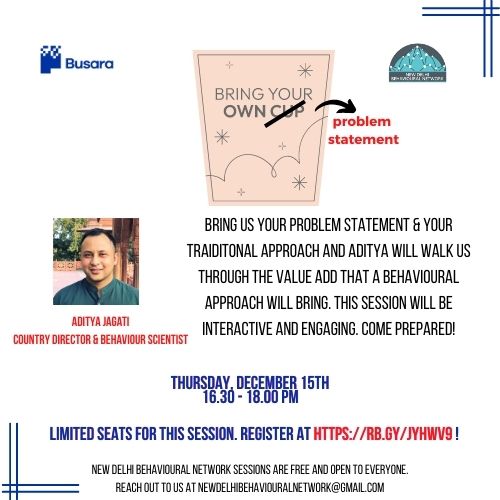 ddiddi's tweet image. This is going to be a good one. What's even the difference? Why is everyone asking you to be #behaviourally 'informed' in your approach to a #problemstatement? Come find out. Limited Seats for December 15th. Register soon!
#BehaviouralScience #BehSci