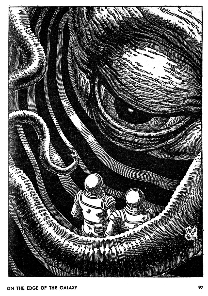 HorrorCarnival's tweet photo. Illustrations from the H.P. Lovecraft Portfolio by artist Virgil Finlay. https://t.co/YS3zWW4Ujo
