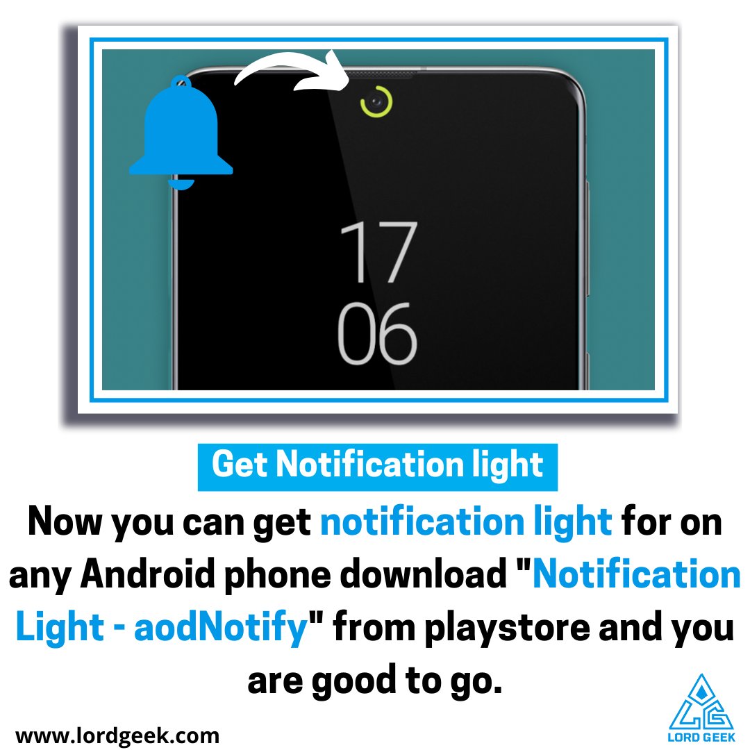 lordgeek8's tweet image. Now you can get a notification light on any android phone, you just have to download this amazing app known as "Notification Light - aodNotify" from play store and set it up.
#notificationlight #androidhacks #androidtricks #androidnewapps #bestandroidapps #android2022 #samsung