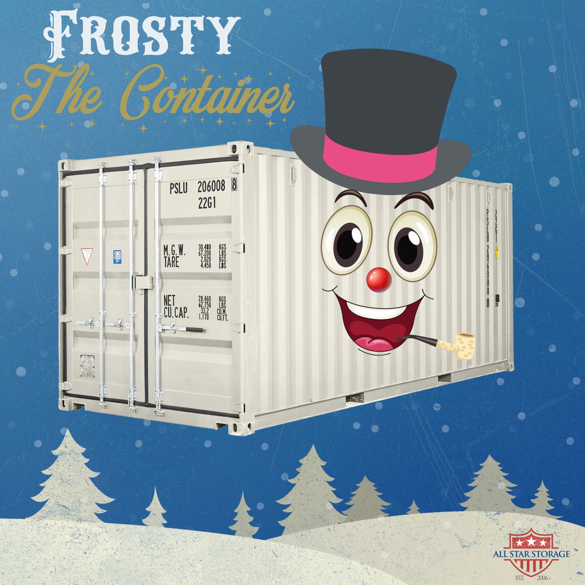 AllStar_Storage's tweet photo. Thumpety thump, thump, thumpety thump, thump,
look at Frosty go.
Thumpety thump, thump, thumpety thump, thump,
For storage heβs a pro!
#Allstarstorage
#Shippingcontainers
#modifiedcontainers
#Storage
#Betterthanashed
#Tinyhome
#Frostythesnowman https://t.co/10Y0Dppcg7