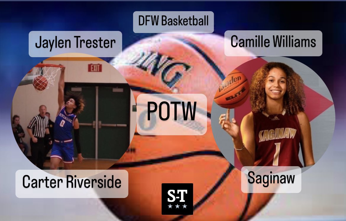 Congrats to our high school basketball players of the week!! Carter Riverside’s <a href="/0TresterJaylen/">jaylen trester</a> and Saginaw’s <a href="/camille_2025/">Camille Williams 🇯🇲🇺🇸</a> !!! 

Jaylen dropped 44 points with 8 3pters 6 rebounds 3 steals and 5 blocks vs Itasca. Camille scored 32 on Princeton and surpassed 1000 career points!