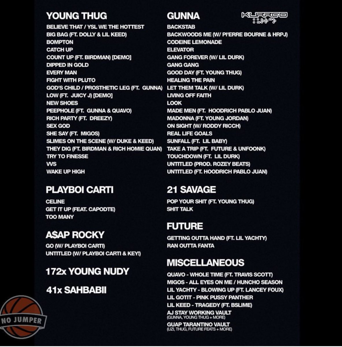 dj_ducee's tweet photo. New songs from Future, Young Thug, playboi Carti , 21 Savage, Gunner and more #newmusic #hiphop #rap #2022 https://t.co/vp5tX1fh63