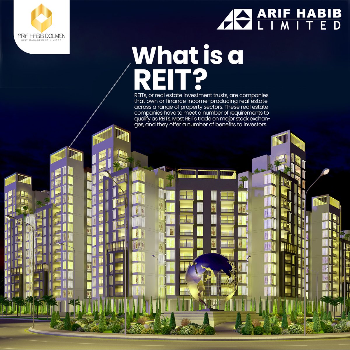 ArifHabibLtd's tweet photo. Arif Habib Dolmen REIT Management Limited is Pakistan’s first REIT management company which was established with the objective of making participation in the real estate development business accessible to the average investor.
#AHDRML #InvestinIPOs #AHL #Pakistan https://t.co/Wr5ugz88Qi