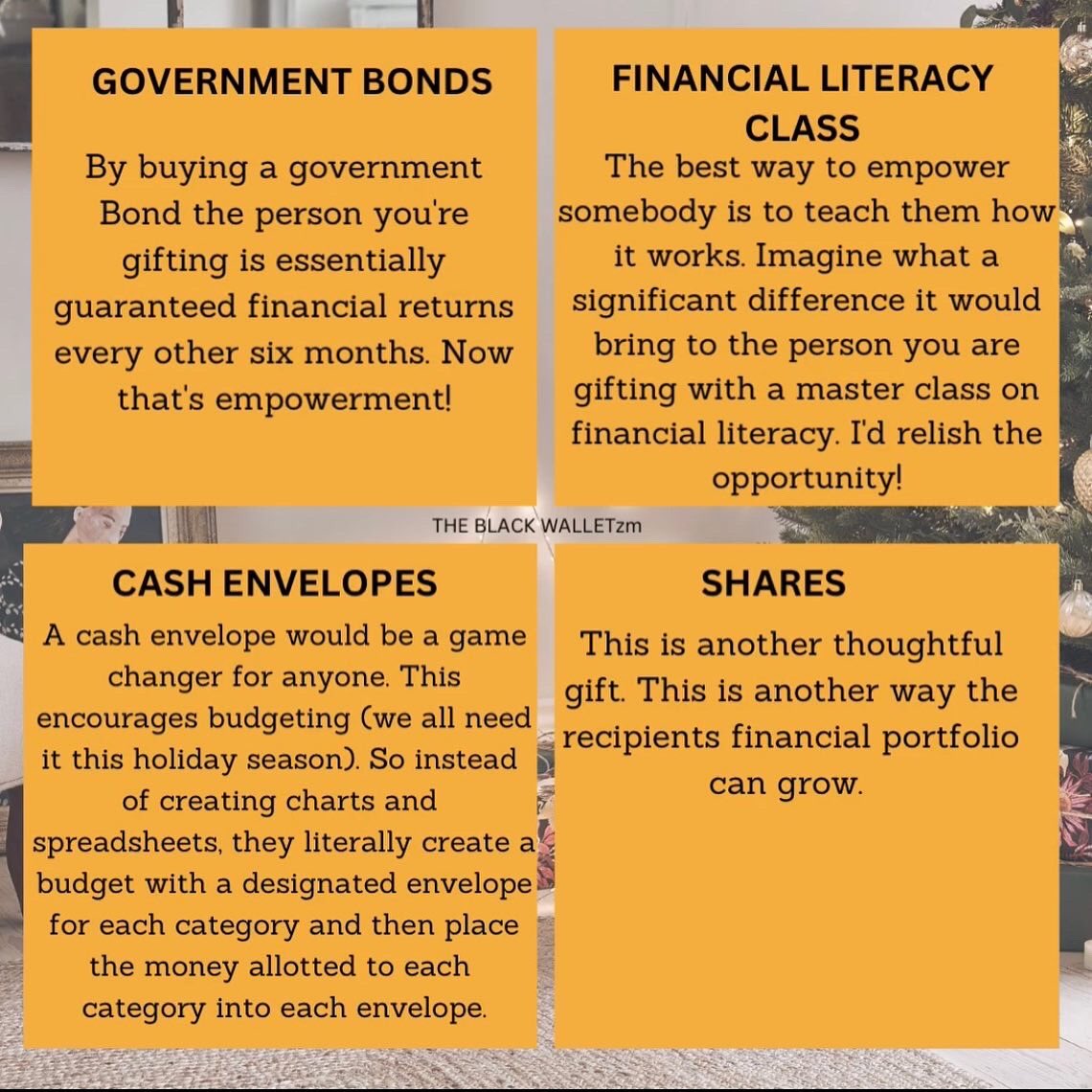 The_BlackWallet's tweet image. The holiday season is upon us! Behold, gifting with a twist😁 Here’s a whole new way you can be the best Santa😉

Focus on finishing the year financially strong and financially empowering someone!

#thursdayknowledge #holidayseason #gifts #theblackwalletzm #empowerment #santa