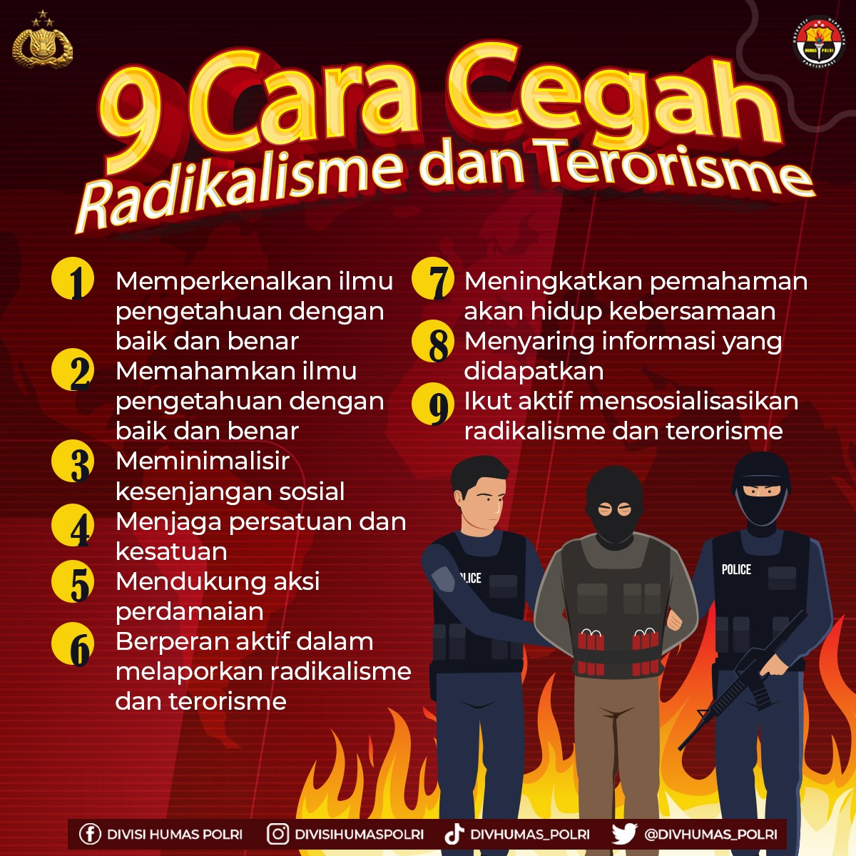 DivHumas_Polri's tweet image. Berikut adalah cara mencegah radikalisme dan terorisme agar tidak semakin menjamur!

Mari Bersama Lawan Radikalisasi dan bersama #BasmiTeror