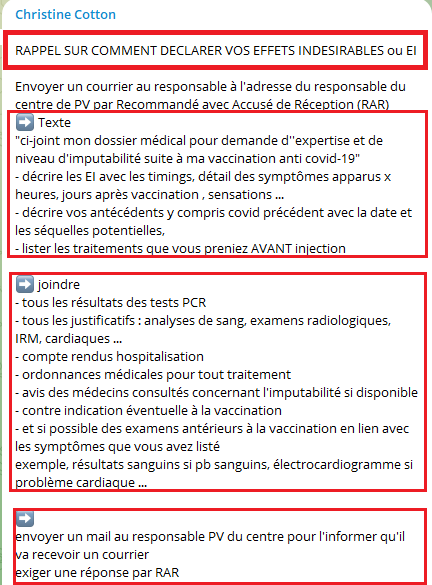StatChrisCotton's tweet photo. COMMENT DECLARER VOS EFFETS INDESIRABLES
Je rappelle que ce n'est pas à vos médecins d'établir le lien, ils doivent déclarer, c'est une de leurs obligations
Pour déclarer vous-mêmes 
- liste des Centres de Pharmacovigilance
https://t.co/7U4vTa2EYR
- procédure à suivre 👇 https://t.co/pQoynXAVg6