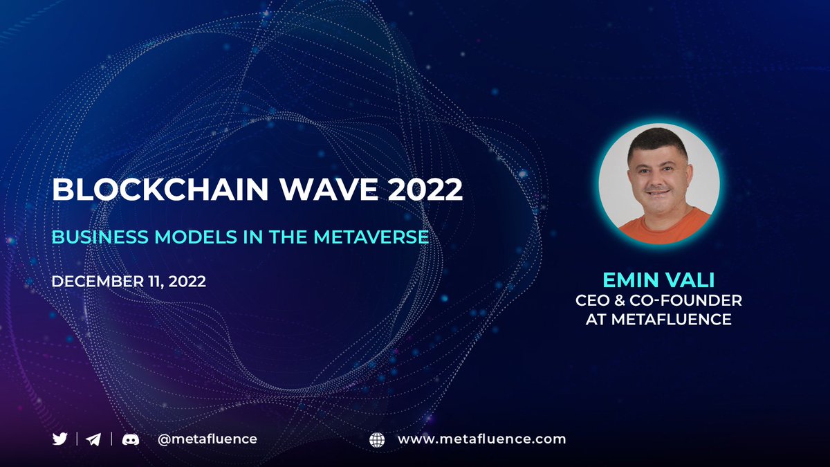Metafluence (@metafluence) on Twitter photo 🌊 Ready to embrace the next Wave?
🚀 Super excited for the #blockchainwave2022, which will take place in Antalya/Turkey, on December 11! 💪 We also sponsor the event & our CEO & Co-Founder <a href="/eminvaliyev/">Emin Vali | Metafluence</a> will discuss "Business Models in the Metaverse"
😎 Let's meet at our stand! 🌊 Ready to embrace the next Wave?
🚀 Super excited for the #blockchainwave2022, which will take place in Antalya/Turkey, on December 11! 💪 We also sponsor the event & our CEO & Co-Founder <a href="/eminvaliyev/">Emin Vali | Metafluence</a> will discuss "Business Models in the Metaverse"
😎 Let's meet at our stand!
