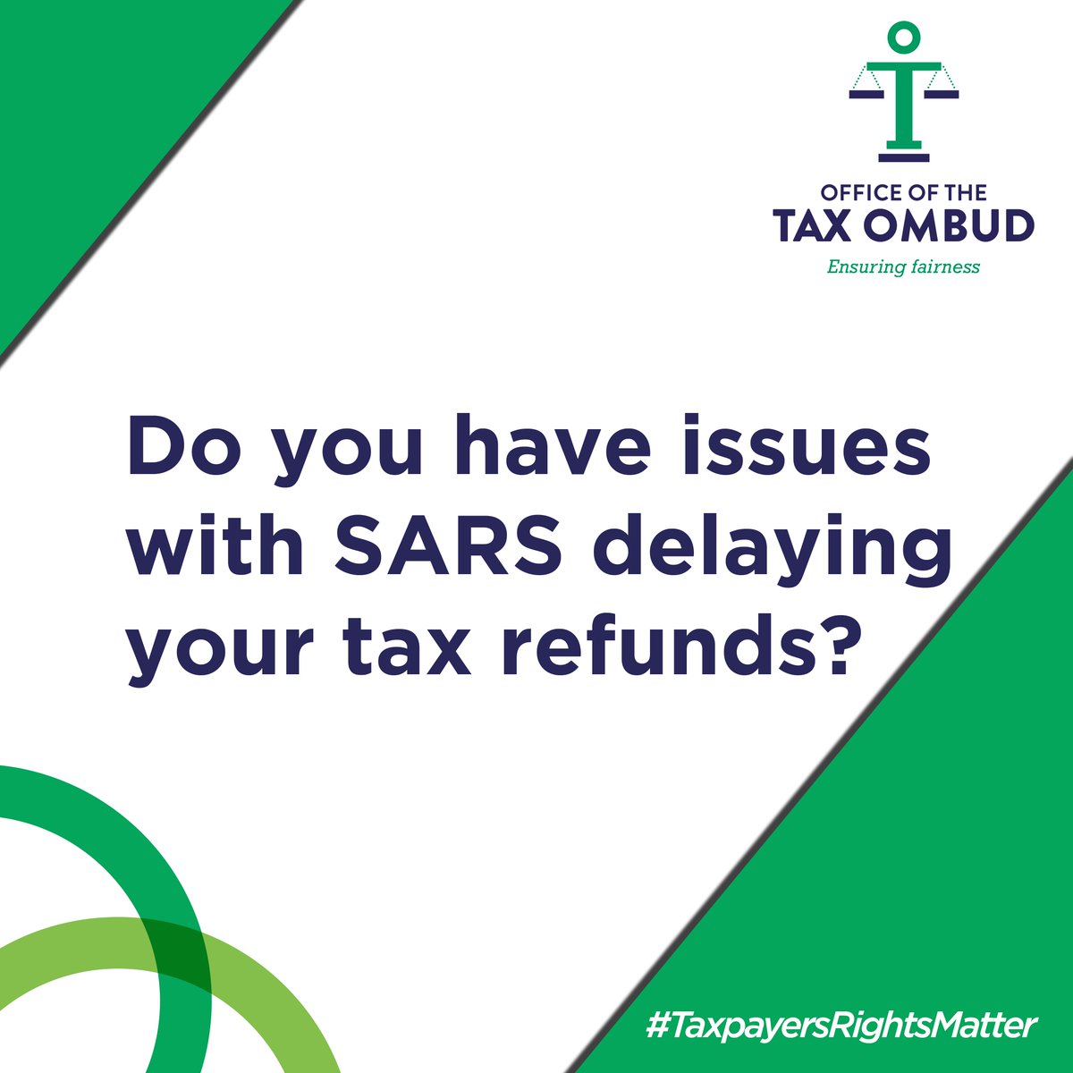 TaxOmbud's tweet photo. Remember, first lodge a complaint with the SARS Complaints Management Office by clicking here https://t.co/QIyR14xQGG before asking the Tax Ombud for assistance.

#TaxpayersRightsMatter https://t.co/1p7exVk6V2