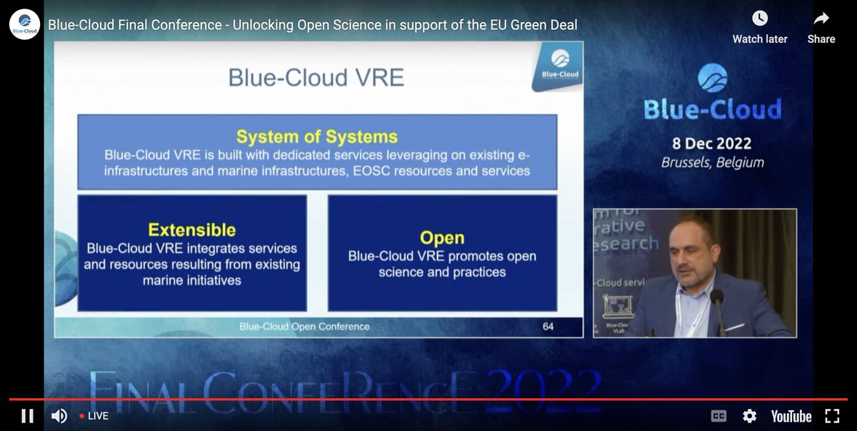 InfraScience's tweet photo. Our @LinoPaganoCNR is just presenting the @BlueCloudEU #VirtualResearchEnvironment at the #BlueCloudFC in Brussels!
Live stream on the event page: https://t.co/NR2TWamiuI https://t.co/1cH5cabCyH