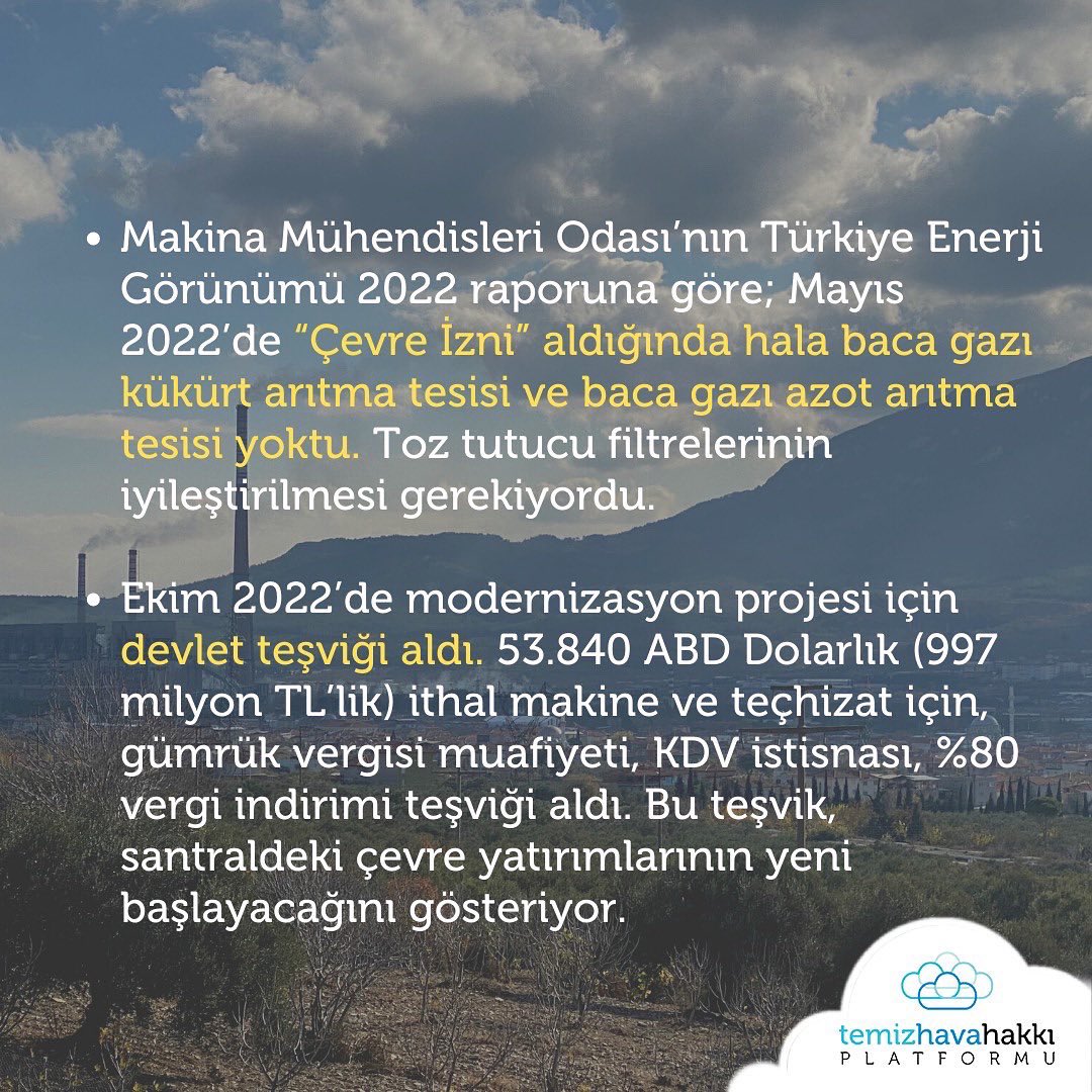 temizhavahakki's tweet photo. 🏭Ekim 2022’de modernizasyon projesi için devlet teşviği aldı.53.840 ABD Dolarlık (997 milyon TL’lik) ithal makine ve teçhizat için, gümrük vergisi muafiyeti, KDV istisnası, %80 vergi indirimi teşviği aldı.Bu teşvik, santraldeki çevre yatırımlarının yeni başlayacağını gösteriyor. https://t.co/ziI1vqvu6T