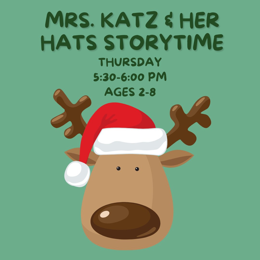 Join Mrs. Katz for storytime TODAY at 5:30 pm. Come see which hats Mrs. Katz will wear! For children ages 2-8 &amp; their parents &amp; caregivers. 

Children's Room

#storytime #storytimeatthelibrary #librarystorytime #library  #RogersFreeLibrary #BristolRI #BristolRhodeIsland