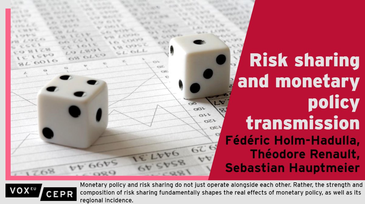 voxeu's tweet photo. Monetary policy &amp; risk sharing do not just operate alongside each other; the strength &amp; composition of risk sharing fundamentally shapes the real effects of monetary policy &amp; its regional incidence.
F Holm-Hadulla, S Hauptmeier @ecb, @Th_Renault @GVAGrad
https://t.co/iKDWQ0NniU https://t.co/trNcbOxDuR