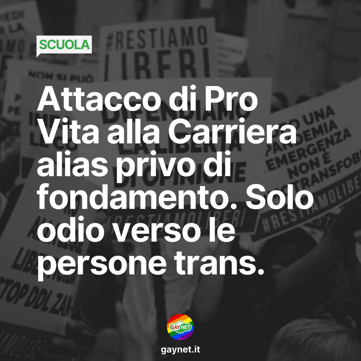 GaynetItalia's tweet photo. ➡️ DA PRO VITA ATTACCO INFONDATO CONTRO STUDENTI #TRANS
https://t.co/B4GS67sbCj
#gaynet
#carrieraalias https://t.co/pBIWxMBb5R