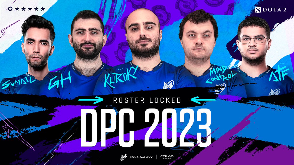 NigmaGalaxy's tweet photo. Roster officially locked and ready for the DPC🌟

#StarsAlign #NGXdota https://t.co/xaEQHXuJfF