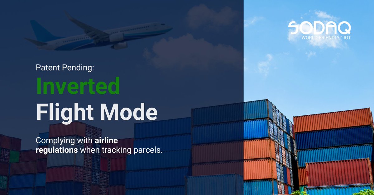 Patent pending: Inverted Flight Mode! Our new solution makes it possible to comply with airline regulations when #tracking parcels. Discover more at hubs.ly/Q01vmp2-0

#SODAQ #InternetofThings #patent