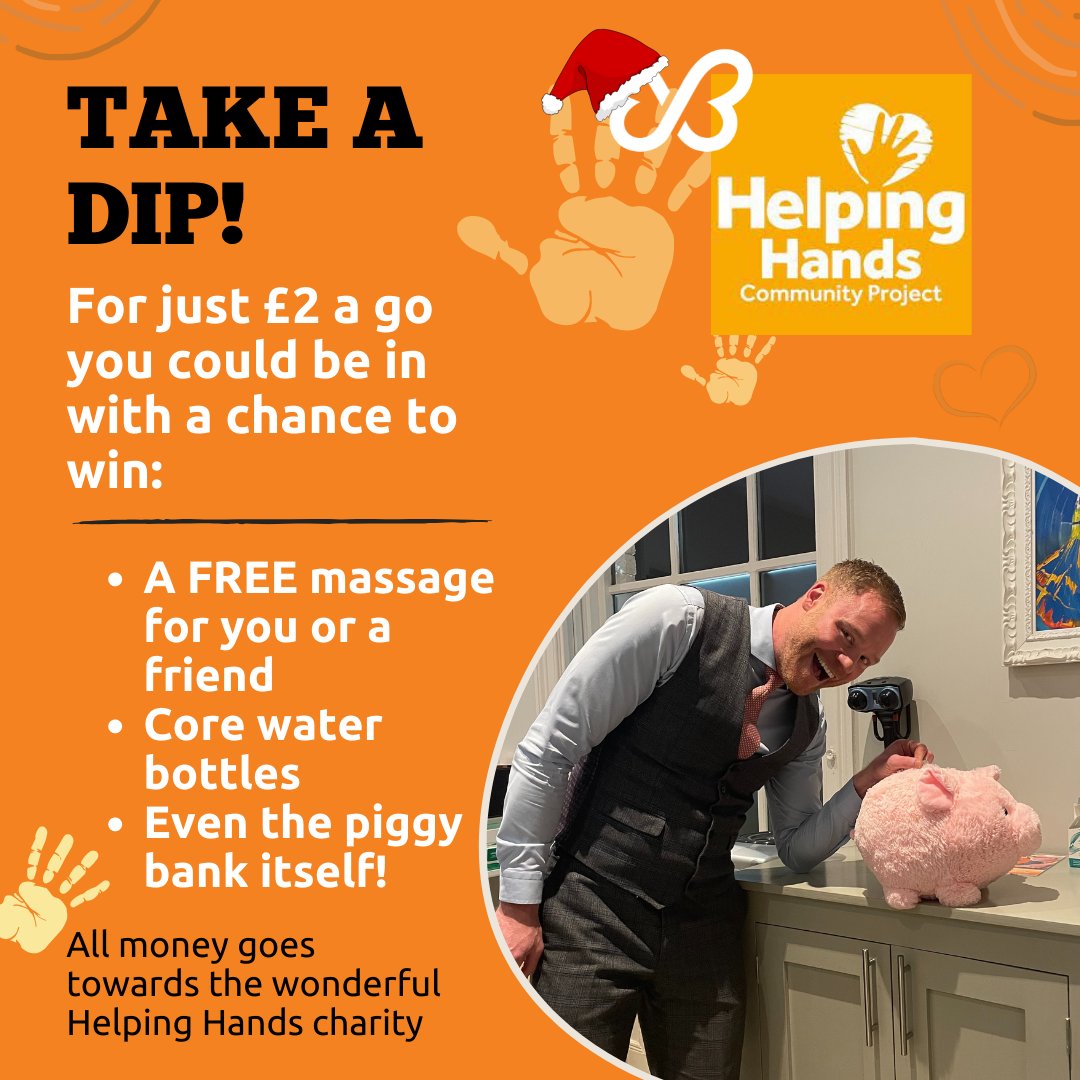 Roll up, roll up and take a 🍀lucky dip with a chance to win a FREE massage for you or a friend! 
***Please note Stefaan is not included in the prize draw 😎
@HELPINGHANDSLWK 
#luckydip #helpinghands #communityproject #giveawayuk #christmasgiveaway #chairtysupport