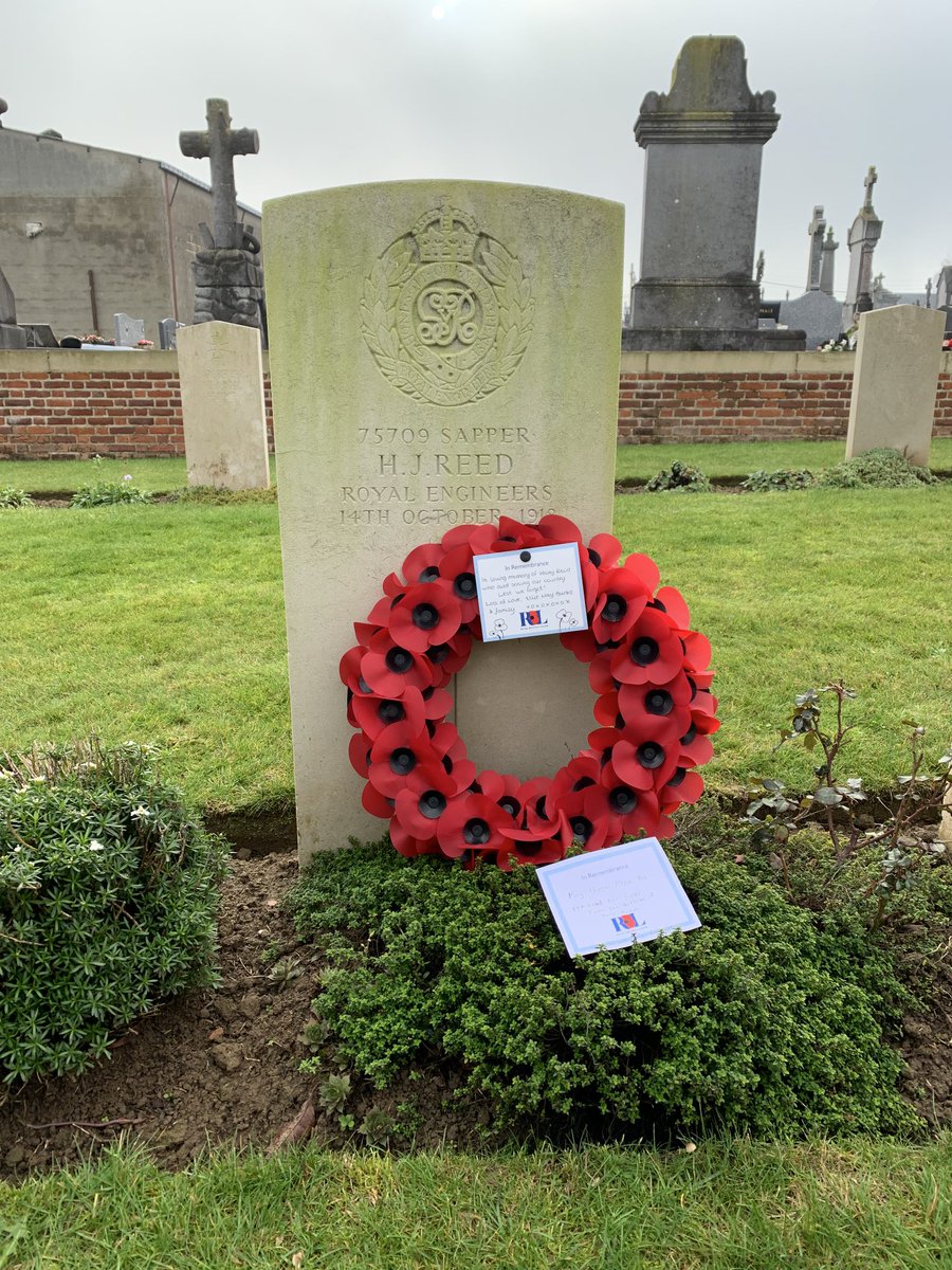 Paying our respects at the grave of Harry Reed of Splott. Lost his life just a month before the end of World War One.