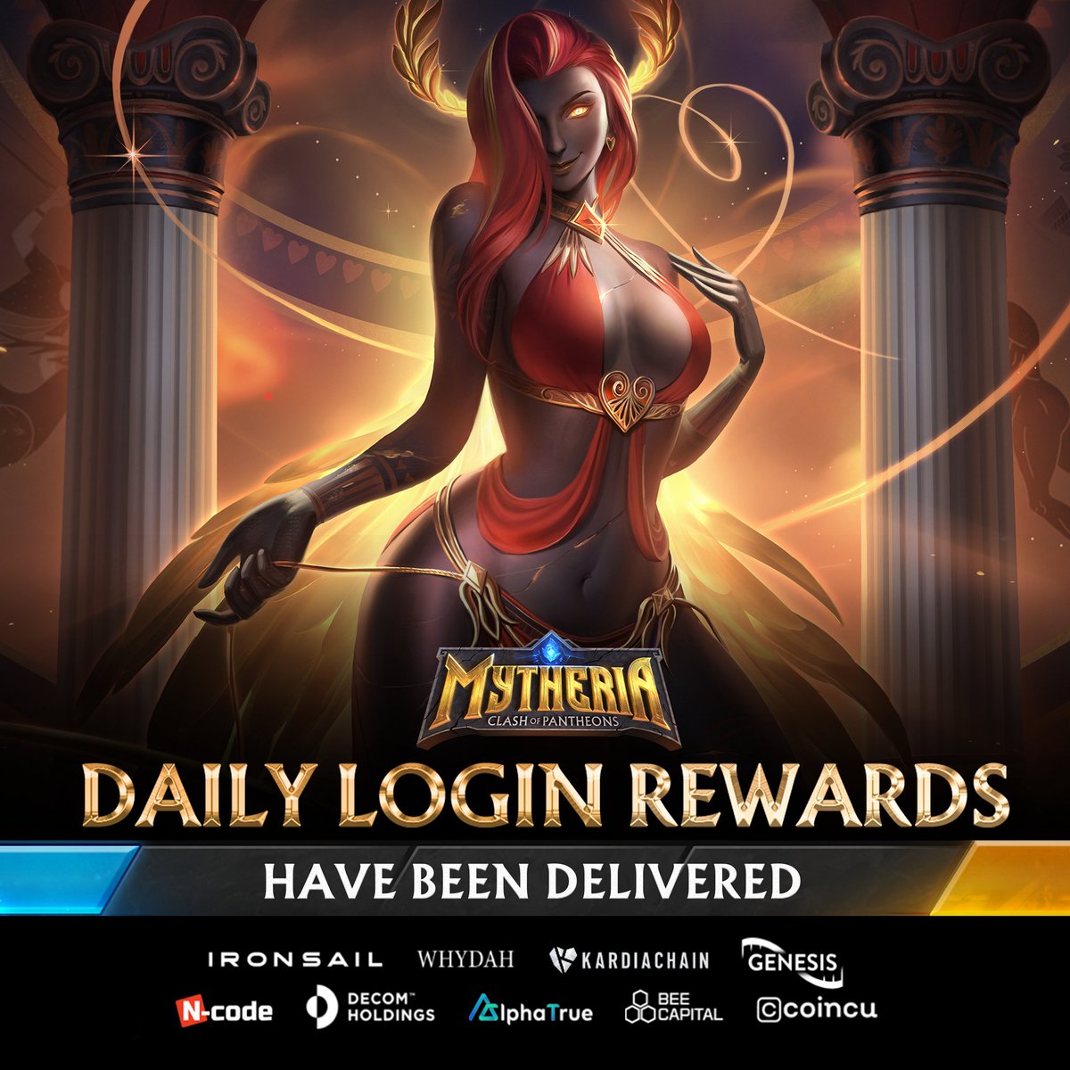 Dear all our #Demigods! @Mytheria_MYRA Daily Login event rewards have been distributed Login to the website: reward.mytheria.io Claim your rewards now until 15:00 UTC on 20th December