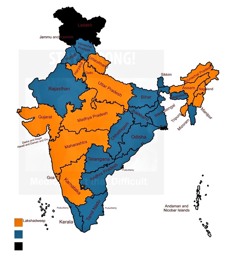 Anjan94150697's tweet image. MANDATE 2022:

#HimachalResults: After the Congress snatched #HimachalPradesh from the jaws of the BJP; the Saffron&apos;s shrinking footprint!

Currently,the BJP is in Power at 5 Big states (money bags) followed by small states. Rest are the Opposition states(blue)

#BJPvsOpposition