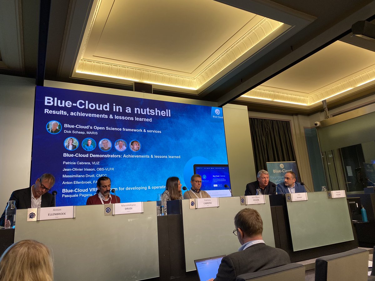 EMODnet's tweet photo. On now: The @BlueCloudEU Final Conference Panel 1 presents how #EMODnet #Biology &amp; #Chemistry OpenMarineData was crucial to underpin societal services including phytoplankton &amp; zooplankton #EssentialOceanVariable products #BlueCloudFC #FAIR @SeaDataNet @VLIZnews @OGS_IT @EU_MARE https://t.co/ozFfn5dxWb