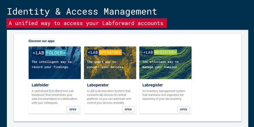 labforward's tweet image. Introducing IAM a new single source login for our full product suite @labfolder
#Labregister & @Laboperator
We now offer single sign-on (SSO). New users can use an existing Microsoft or Google account to sign up.
Learn more 👉bit.ly/3W3VTDk