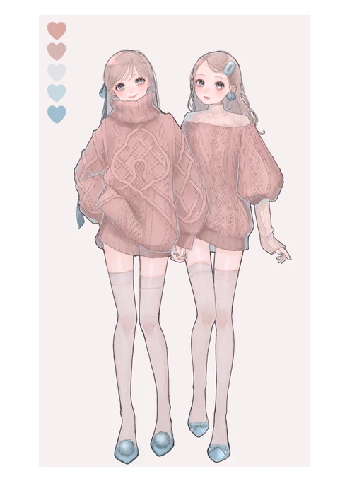 ケーブルニットの女の子たち 