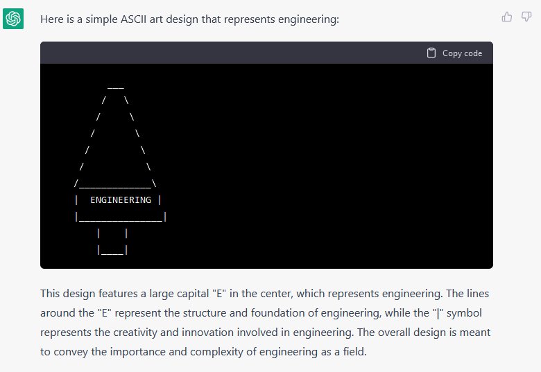 ASCII art design that represents engineering