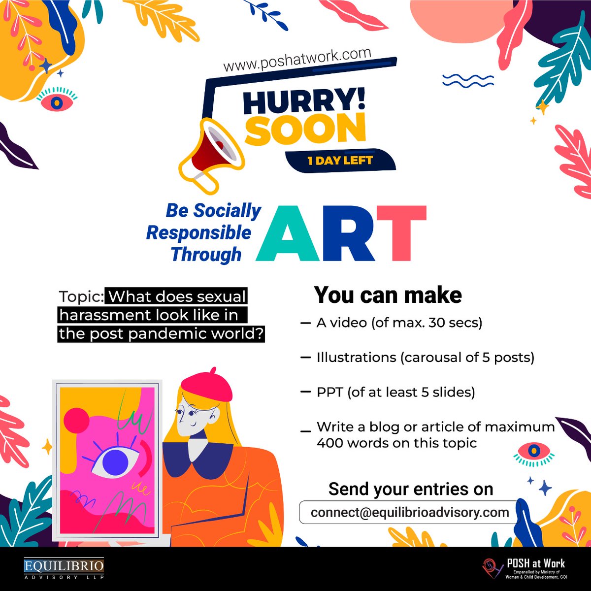 poshatwork's tweet photo. Be Socially Responsible Through Art: A Competition on Awareness & Prevention of Sexual Harassment
What does #sexualharassment look like in the post-pandemic world?
#poshatwork #poshcertification #awareness #artcompetition https://t.co/1dQcdwpNsO