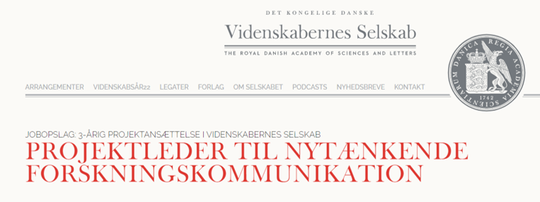 VSelskab's tweet photo. NYT JOB: Vi søger projektleder til nytænkende #forskningskommunikation

Brænder du for at bygge bro mellem forskning og den danske befolkning? Så er det måske dig, der skal stå i spidsen for vores nye store indsats ’Ind i Videnskaben’?

https://t.co/BeTNovZBoE

#dkvid #forskning https://t.co/FlHzoqN6KM