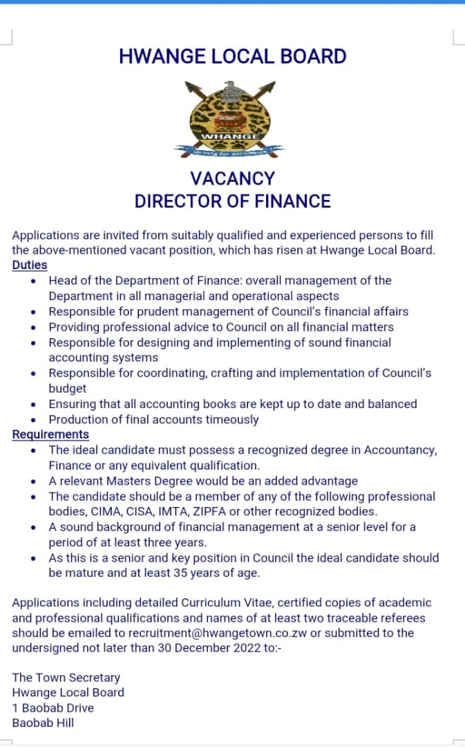 VACANCY...<a href="/HwangeResidents/">Greater Whange ResidentsTrust</a> <a href="/molokele/">Fortune Daniel Molokele</a> <a href="/SallyChirwa/">Sally</a> <a href="/RuralDigiFocus/">#MatLandinFocus</a> <a href="/RutendoMapfumo/">Rutendo Mapfumo</a> <a href="/communitypodium/">Community Podium</a> <a href="/WhangeYouth/">Hwange Youth Empowerment Initiative</a> <a href="/LyejaFM/">Lyeja FM</a> <a href="/Hwangefm1/">Hwangefm</a> <a href="/real_Godfatha/">Praise Moyo</a> <a href="/breezefmstereo/">Breeze FM Victoria Falls</a>