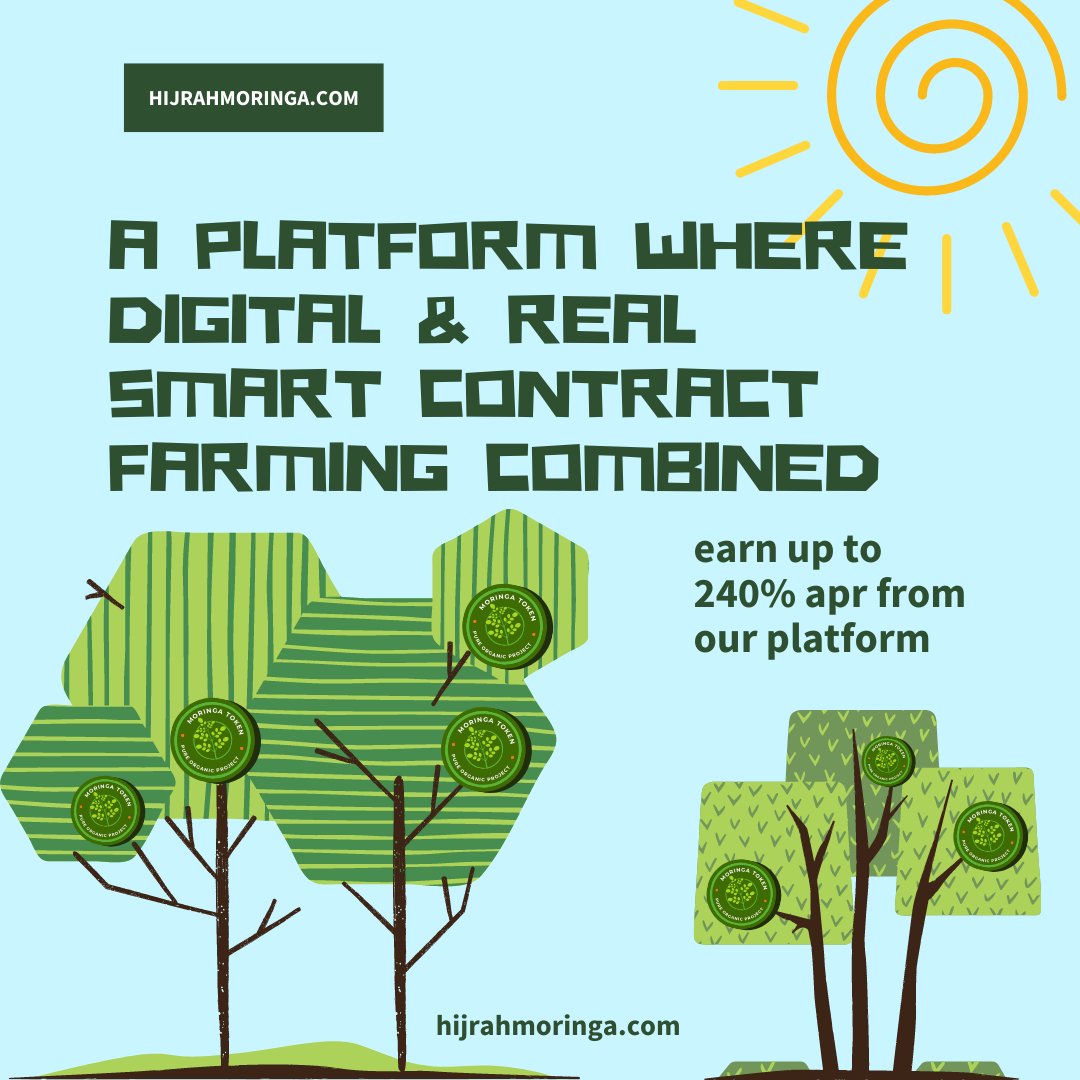 HijrahMoringa's tweet photo. Build your future with us at https://t.co/d9uUopqa8N
Earn your $MGA here and take a journey with us, Smart Contract Farming, where the Digital and Real Farming combined! Next on mid 2023! #smartcontractfarming
#digitalfarming #moringa #farming #hijrah https://t.co/0cUtVrU1yt