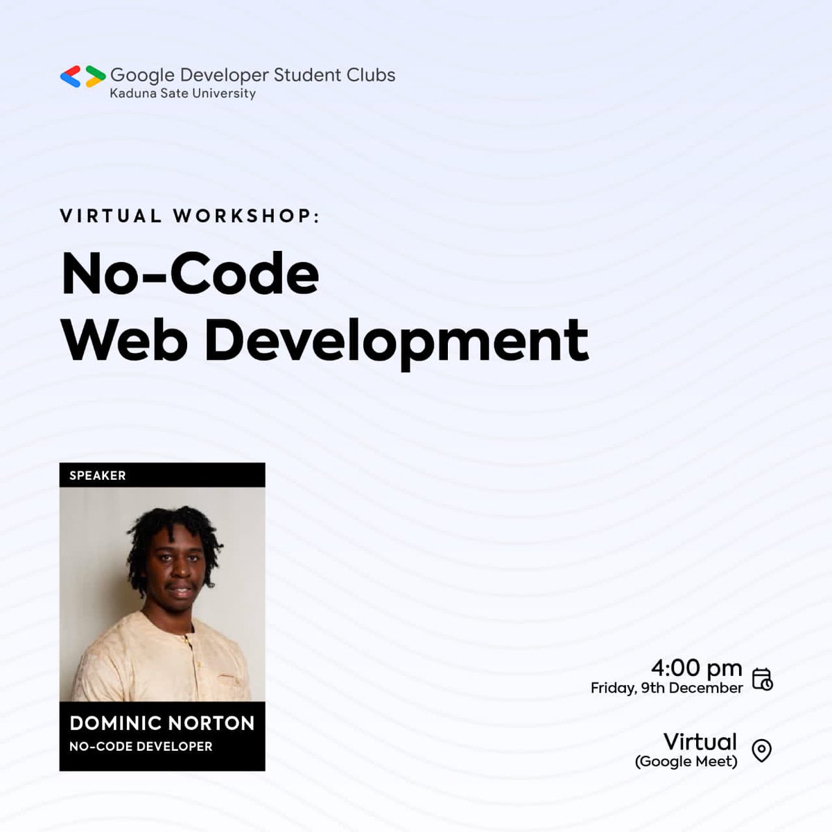 dsc_kasu's tweet photo. At some point you might want to build an app but due limited knowledge on coding you gave up.

This event is meant to equip you with necessary skills to build an app without coding. @dominiconorton is our speaker. #GDSC #GDSCKASU

https://t.co/VFOOk26LRb https://t.co/T9gD5iSpum