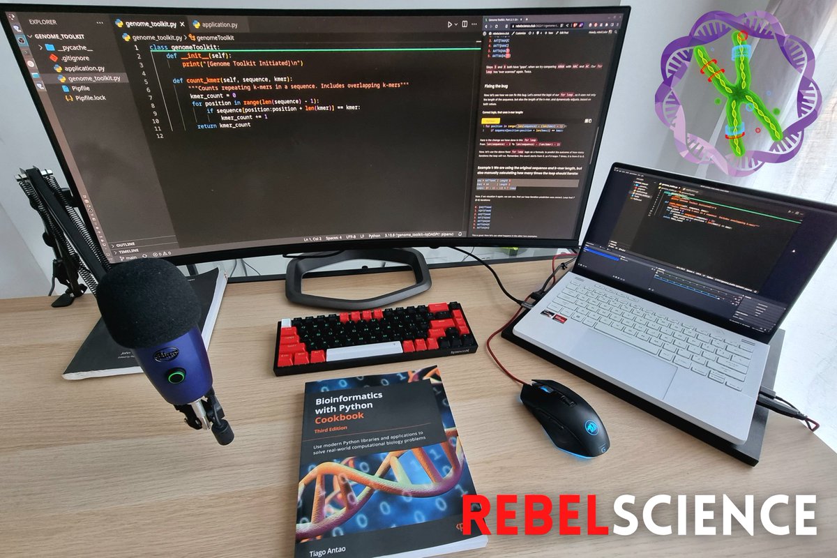 rebelCoderRU's tweet image. 🧬 rebelScience Update 🔄

📅 This week we have two videos/articles coming:

1. 📼/🔖 Genome Toolkit. Part 2.1: Identifying, fixing, and testing a bug
2. 📼/🔖 Tips &amp;amp; Tricks: A faster search for patterns (loop, list, regexp)

📖 We will also have a new Bioinformatics book review.