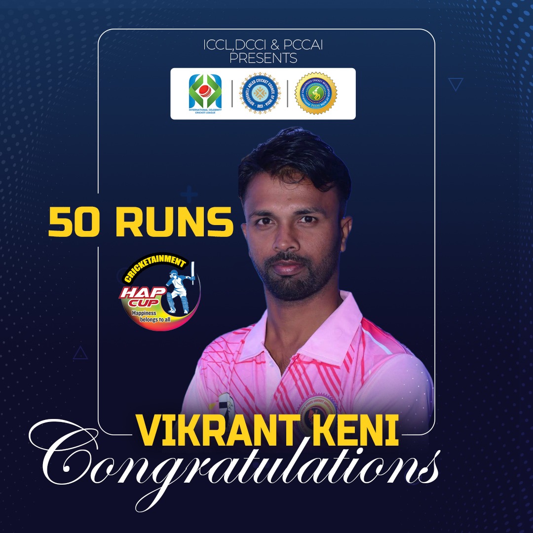 HapTournament's tweet photo. Updates from Day 1 #icclhapcup 

Congratulations Vikrantkeni for #halfcentury.

#dcci #pccai #cricketainment #iccl #divyangcrickettournament #hapcupthirdedition #disabilitycricket #disabilitycricketindia https://t.co/upWEQHf5d7