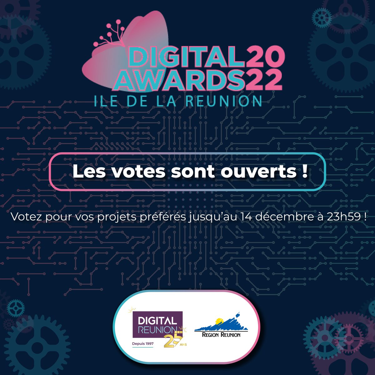 <a href="/ForumNxSE/">NxSE - Digital Weeks</a> #DigitalAwards2022 : Les votes sont ouverts ! 🚀
Votez dès maintenant pour vos projets/candidats favoris jusqu'au 14 décembre à 23h59 ! 
Pour découvrir les finalistes de cette 3ème édition et voter 👉 bit.ly/3HB8eeD 💻